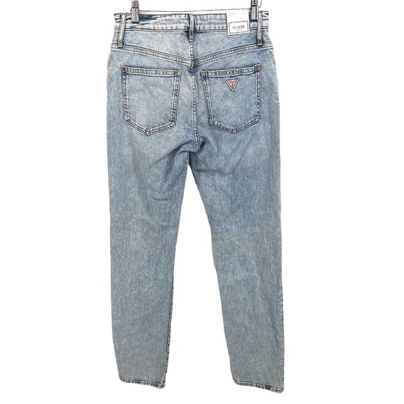 Guess 1981 Slim Straight Leg Jeans Women's 27 Acid Wash Light High Rise Mom NWT - Picture 2 of 8